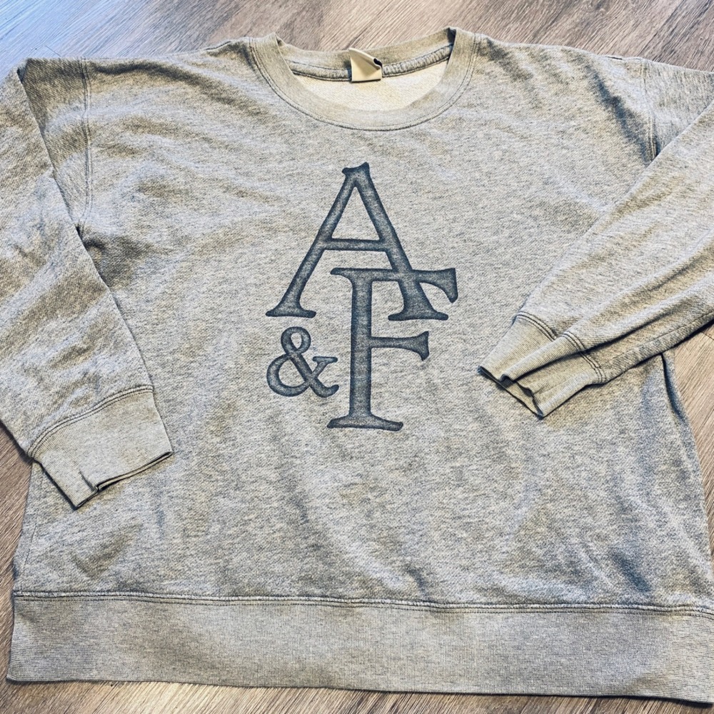 Abercrombie & Fitch Mens Heather Grey Graphic Logo Crewneck Sweatshirt Medium
